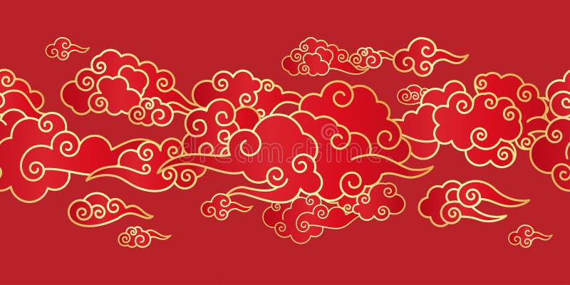 nuvem chinesa. elemento de design vermelho e branco curvo