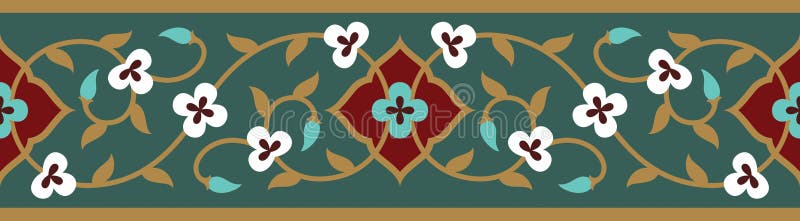 Arabic Floral Seamless Border. Traditional Islamic Design. Mosque decoration element. Arabic Floral Seamless Border. Traditional Islamic Design. Mosque decoration element.