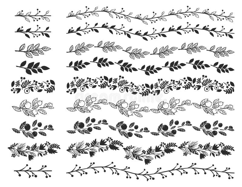 Beiras decorativas do vintage Elementos tirados mão do projeto do vetor ilustração do vetor Beiras decorativas do vintage Elementos tirados mão do projeto do vetor ilustração do vetor