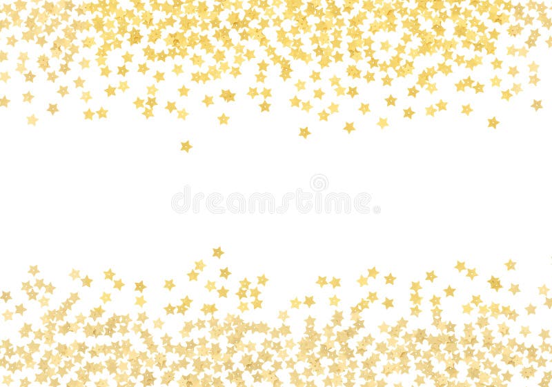 Beiras dispersadas dos confetes da forma da estrela do ouro fotografia de stock royalty free Beiras dispersadas dos confetes da forma da estrela do ouro fotografia de stock royalty free
