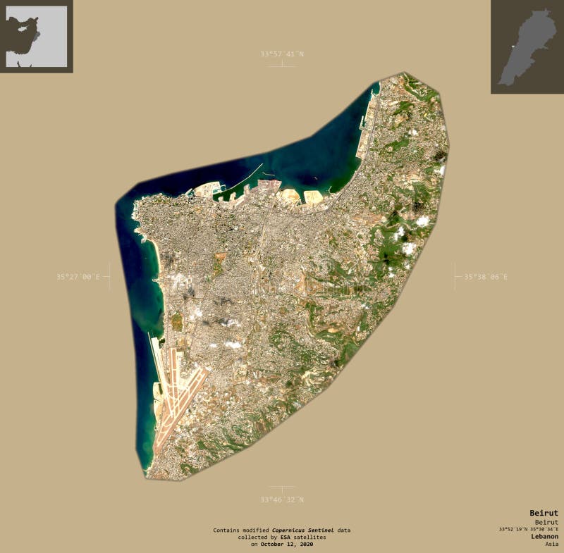 Beirut, Lebanon Composition. Sentinel2 Satellite Stock Illustration