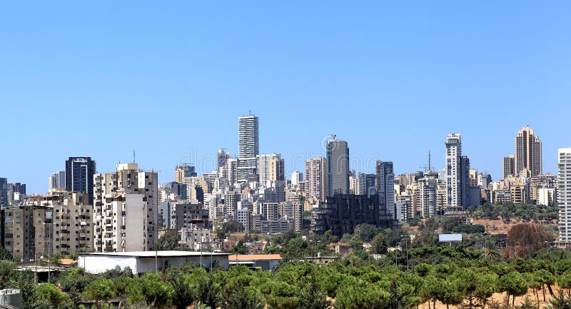 Daily life in Etharia Beirut-skyline-trees-front-buildings-beirut-skyline-lebanon-99686329