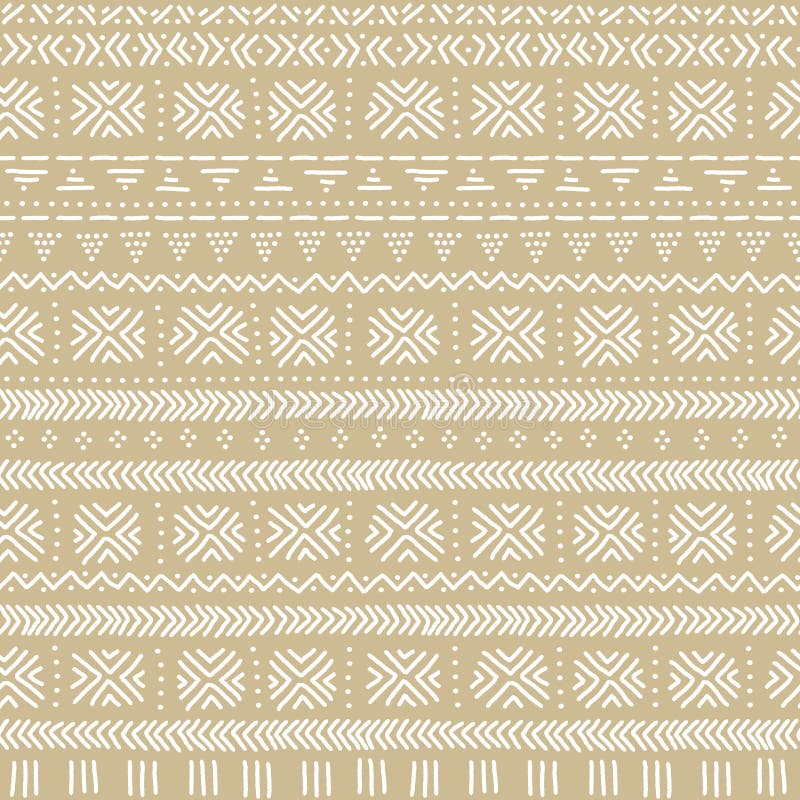 Bej și material brun alb din material plastic african etnic geometric fără sudură vector al tiparului royalty free illustration