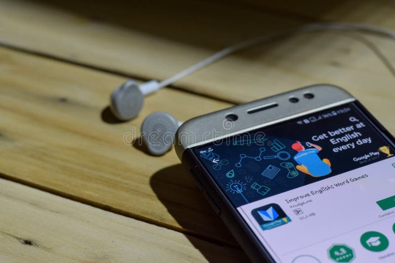 Improve English: Word Games App Dev Application on Smartphone Screen
