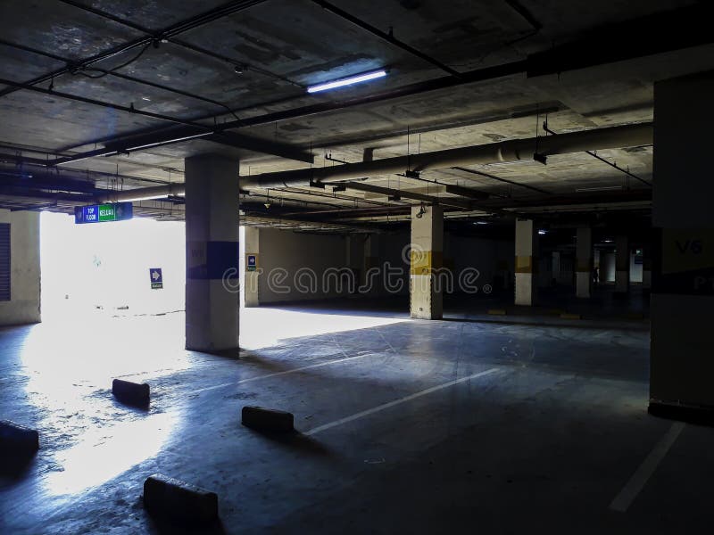 Vehicle Parking in the Underground Garage with Light from Outside