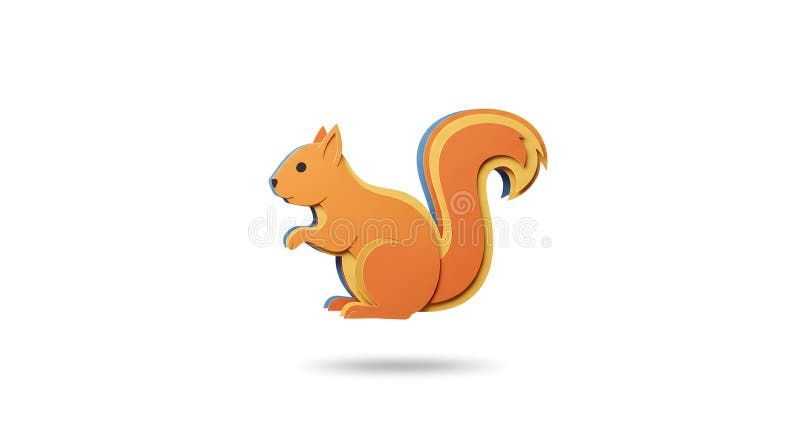 Bekvämt papercraft Squirrel Illustration Design Cute Orange och Yellow Animal Art Art stock illustrationer