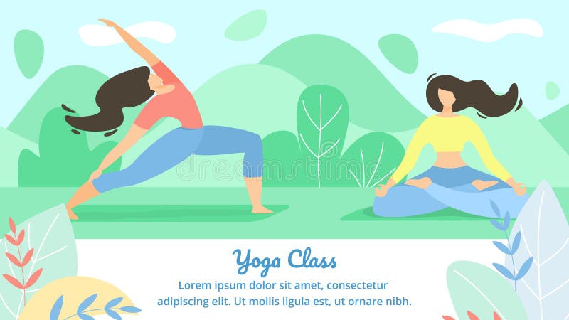Bel appartement de classe de yoga d'inscription d'affiche illustration de vecteur Bel appartement de classe de yoga d'inscription d'affiche illustration de vecteur