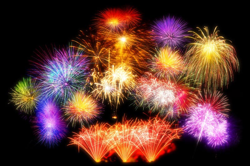 bel ensemble d'affichage de feu d'artifice pendant la bonne année de célébration photographie stock libre de droits bel ensemble d'affichage de feu d'artifice pendant la bonne année de célébration photographie stock libre de droits