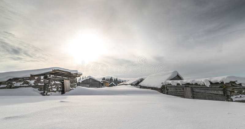 Bel hiver dans la campagne, montagnes carpathiennes banque de vidéos