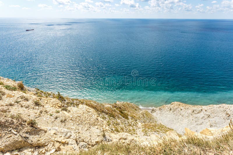 Beautiful landscape of blue sea and mountains on a sunny summer day. The Black Sea coast. Anapa. Beautiful landscape of blue sea and mountains on a sunny summer day. The Black Sea coast. Anapa.