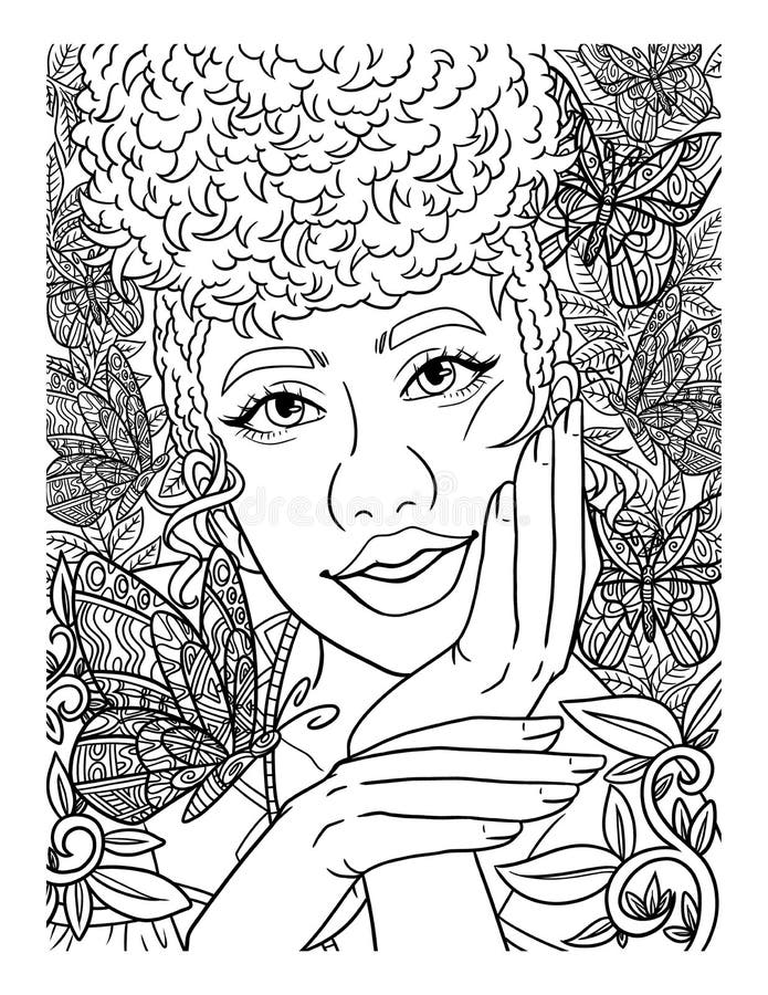 Desenho para colorir de florista afro-americana