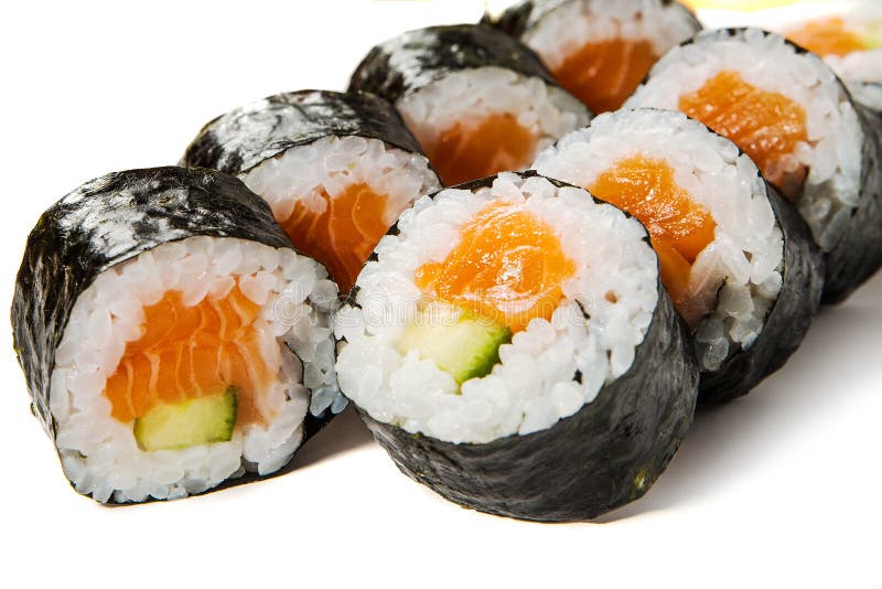 Belang-kappa Maki- Sushi Met Zalm En Afbeelding - Image of versheid, vissen: