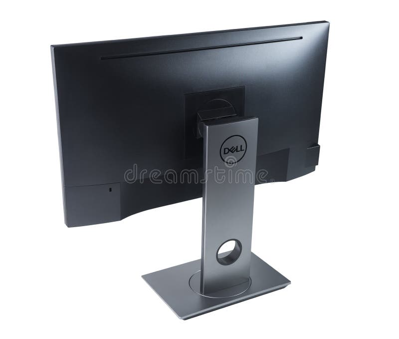 Belarus, Brest - June 03, 2019:Black Dell P2418D Monitor Screen