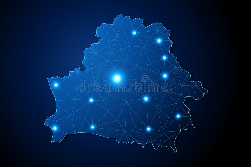 Belarus - country shape with lines connecting major cities royalty free illustration