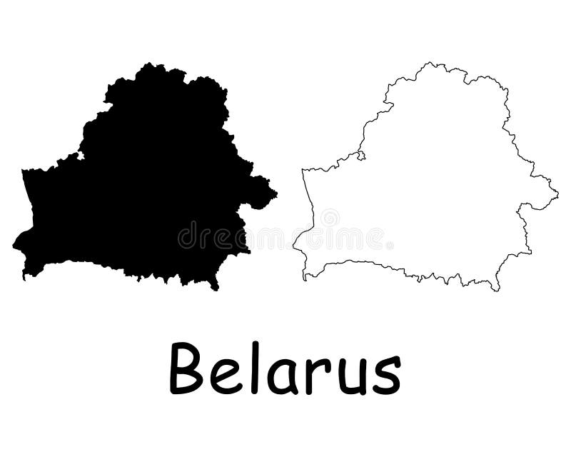 Belarus Country Map. Black silhouette and outline isolated on white background. EPS Vector royalty free illustration