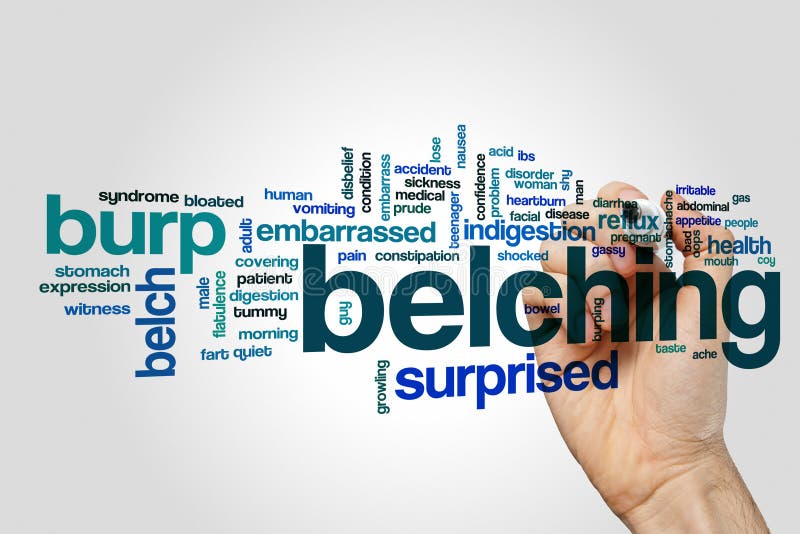 Belching Word Cloud on Grey Background Stock Photo Image of morning