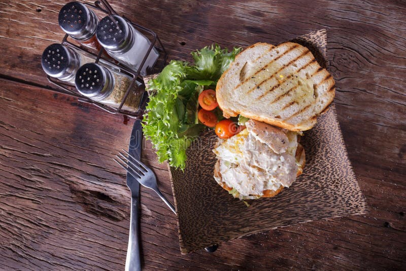 BELEGTES BROT MIT HÜHNERFLEISCH stockfotografie BELEGTES BROT MIT HÜHNERFLEISCH stockfotografie