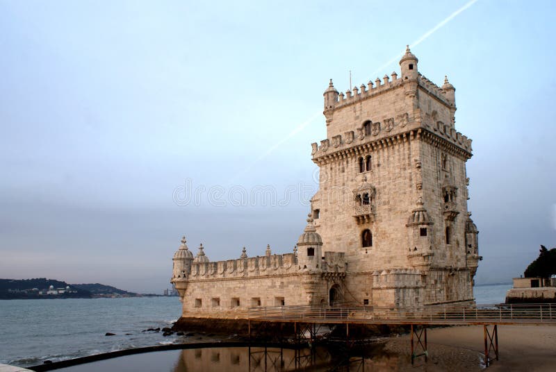 Belem Tower at dawn, in Lisbon, Portugal
