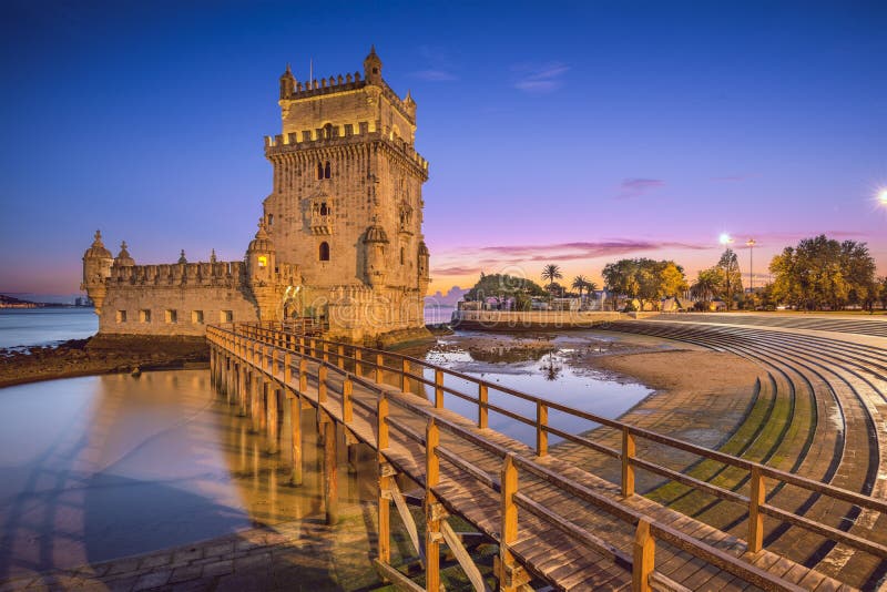 Lisbon, Portugal at Belem Tower on the Tagus River. Lisbon, Portugal at Belem Tower on the Tagus River.