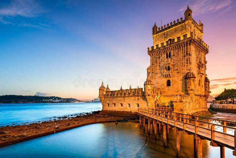 Lisbon, Portugal at Belem Tower on the Tagus River. Lisbon, Portugal at Belem Tower on the Tagus River.