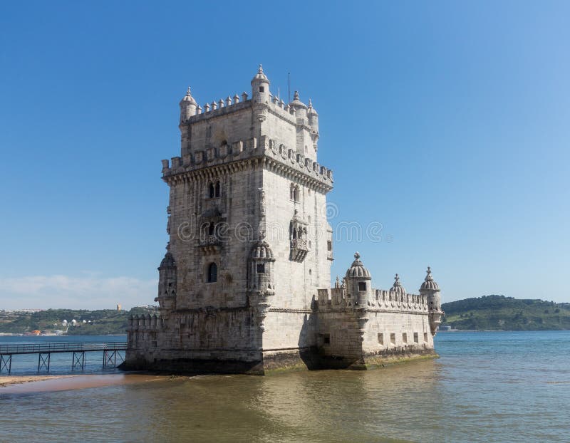 Belem Tower or Tower of St Vincent in Belem near Lisbon Portugal. The old fort is built into the River Tagus. Belem Tower or Tower of St Vincent in Belem near Lisbon Portugal. The old fort is built into the River Tagus