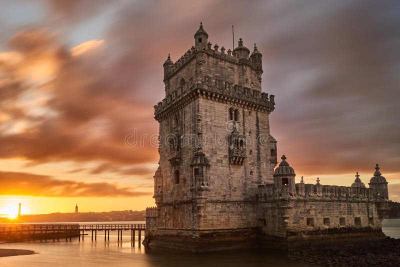 Belem Tower at sunrise, is Lisbon Portugal