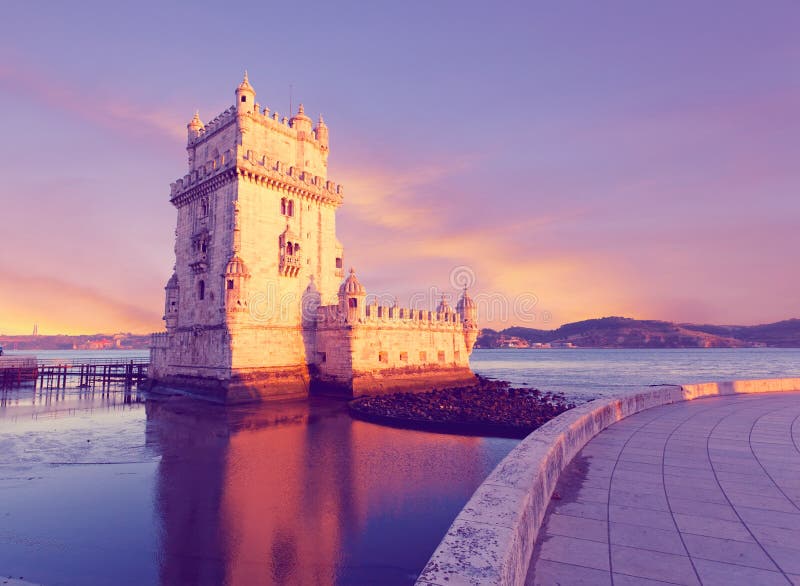 Belem Tower on a sunset, Lisbon, Portugal