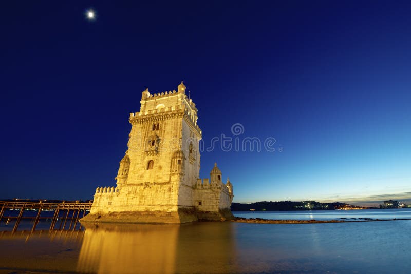Belem Tower on Tagus river, Lisbon, Portugal.