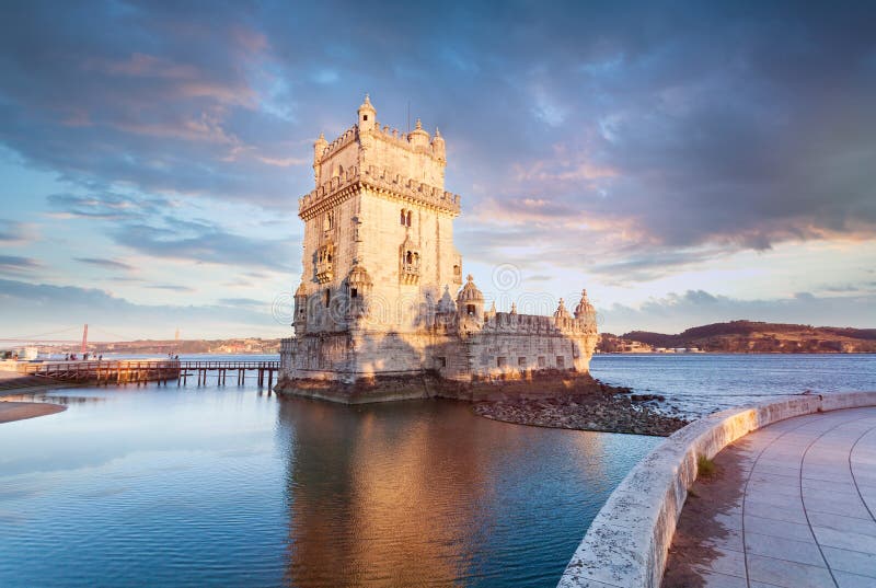 Belem Tower on the Tagus River in sunset. Lisbon, Portugal. Belem Tower on the Tagus River in sunset. Lisbon, Portugal.