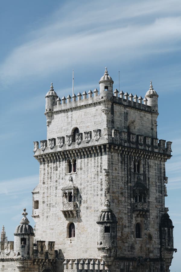 Belem wierza Lisbon Portugalia - turystyki przyciąganie - Stary obrony wierza na Tagus rzece - fotografia stock Belem wierza Lisbon Portugalia - turystyki przyciąganie - Stary obrony wierza na Tagus rzece - fotografia stock