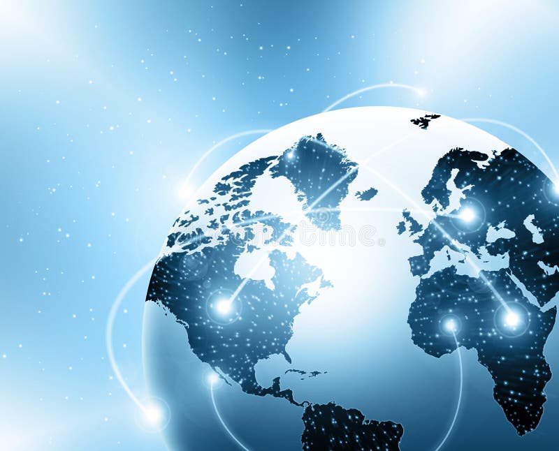 Beleuchtete Städte auf einem Globus stock abbildung