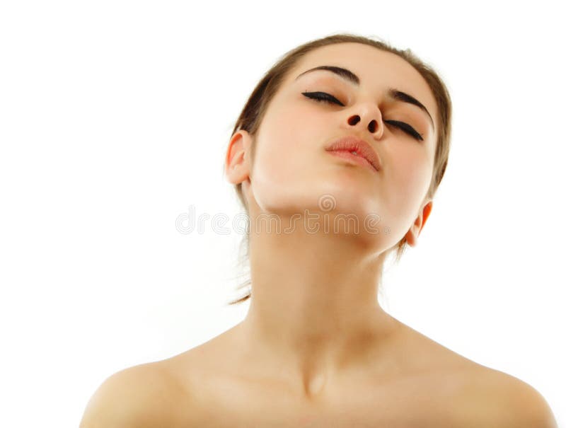 Beleza adolescente nova da mulher isolada no branco fotografia de stock royalty free Beleza adolescente nova da mulher isolada no branco fotografia de stock royalty free