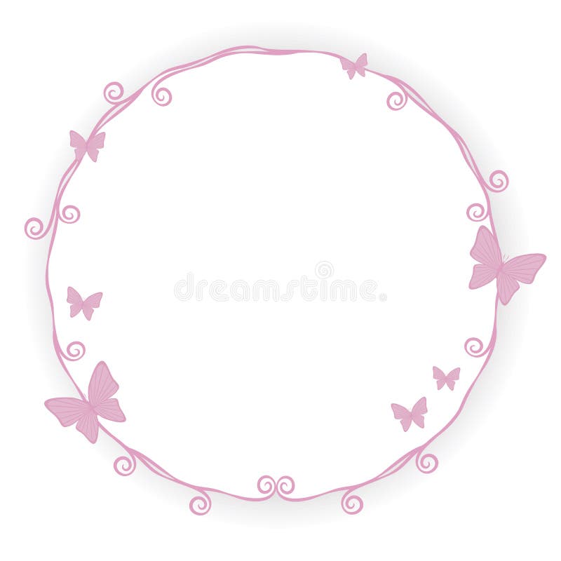 A beleza cor-de-rosa fina do curso do quadro da beira da princesa com a borboleta cor-de-rosa pequena ondula o círculo geométrico ilustração stock A beleza cor-de-rosa fina do curso do quadro da beira da princesa com a borboleta cor-de-rosa pequena ondula o círculo geométrico ilustração stock