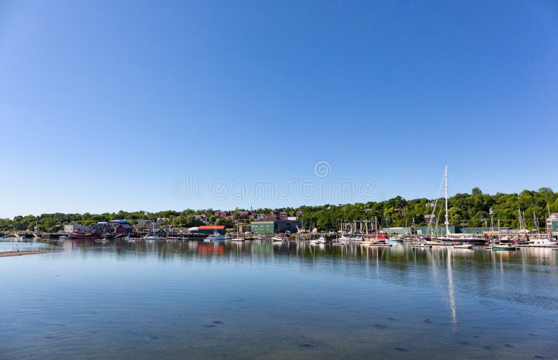 Belfast Maine waterfront on a summer day