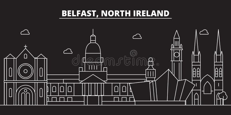 Belfast Skyline and Landmarks Silhouette Stock Vector - Illustration of ...