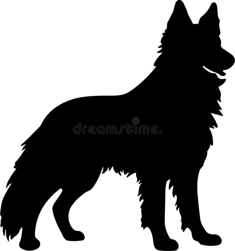 Belgian Sheepdog Outline Outline Silhouette Generative Ai Stock Vector