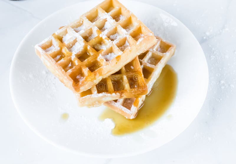 Belgian Waffles for Breakfast, Healthy Breakfast, Stock Photo Image