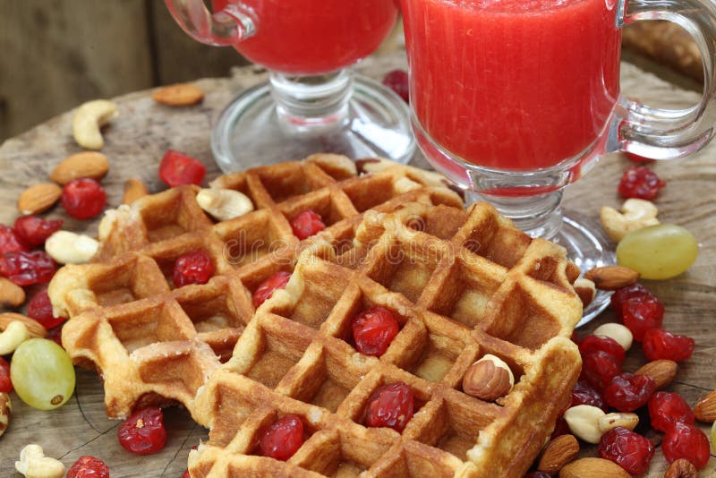 Belgian Waffles with Fruit Juice Stock Image Image of belgian, life