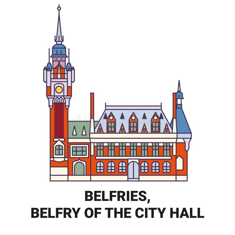 Belgium, Belfries, Belfry of the City Hall Travel Landmark Vector ...