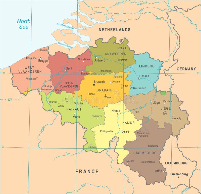 Belgium Map - Vector Illustration Stock Illustration - Illustration of ...