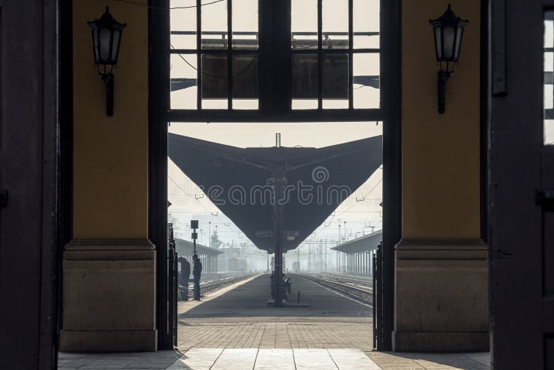 BELGRADE, SERBIA - FEBRUARY 14, 2015: People waiting on Belgrade`s main train station platforms