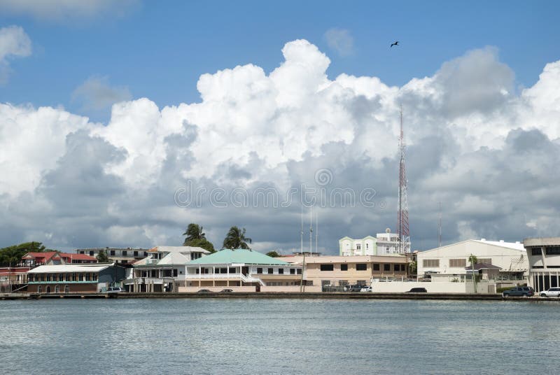 Belize City Under Heavy Clouds stock image