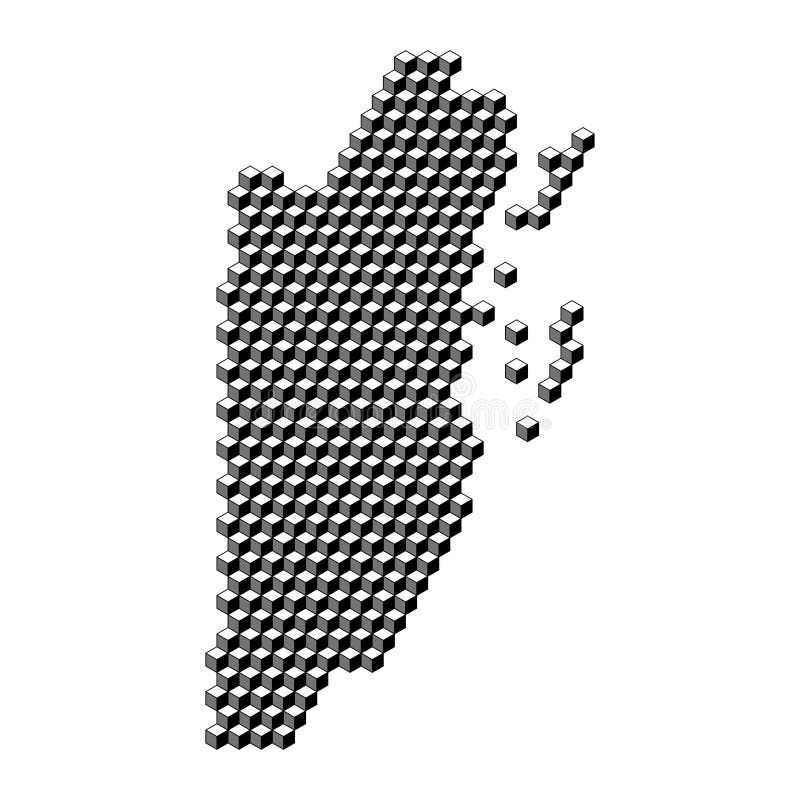 Belize Map from 3D Black Cubes Isometric Abstract Concept, Square