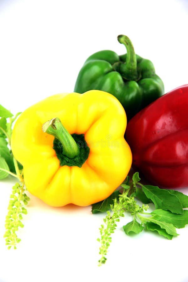 Bell peppers Three colors. stock photo. Image of paprika 30168780