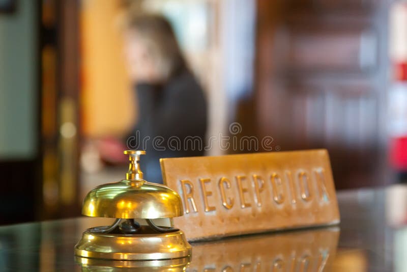 Bell on reception in hotel