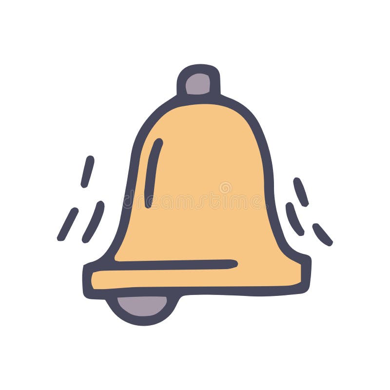 Bell ring color vector doodle simple icon stock illustration