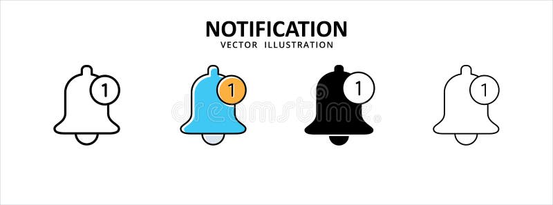Bell ring notification unread icon vector illustration simple flat design stock illustration