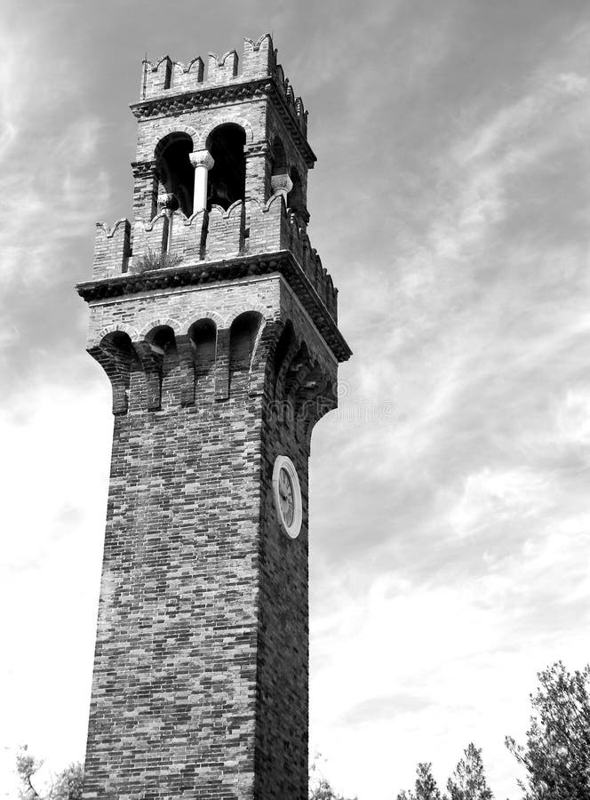 Bell Tower with Clock in Murano Stock Photo Image of bell, clock