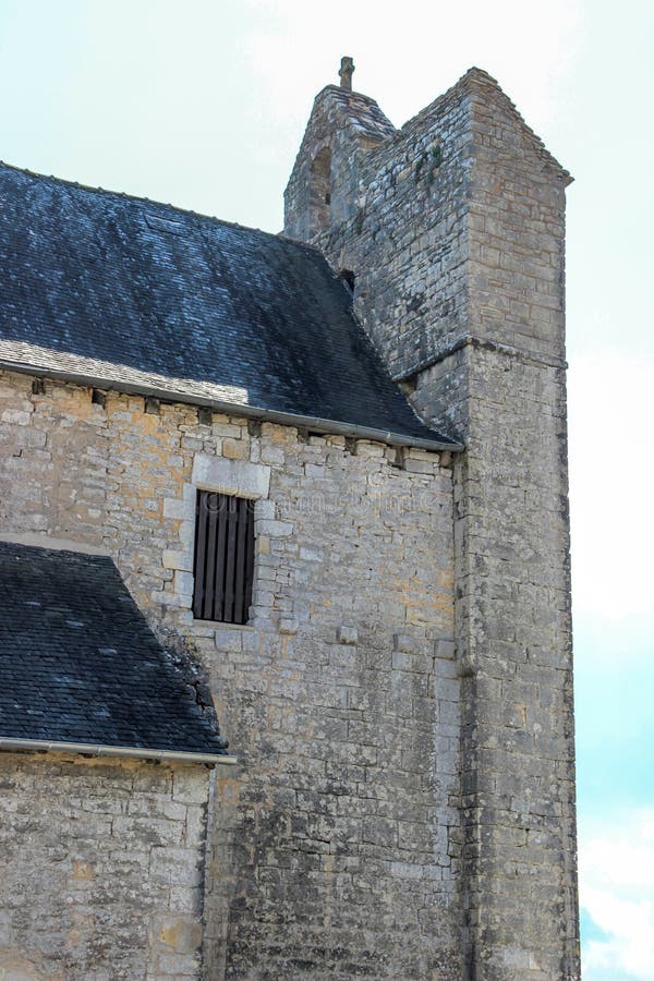 Bell Tower of fortified church of Saint-Julien, Nespouls, Correze, Limousin, France