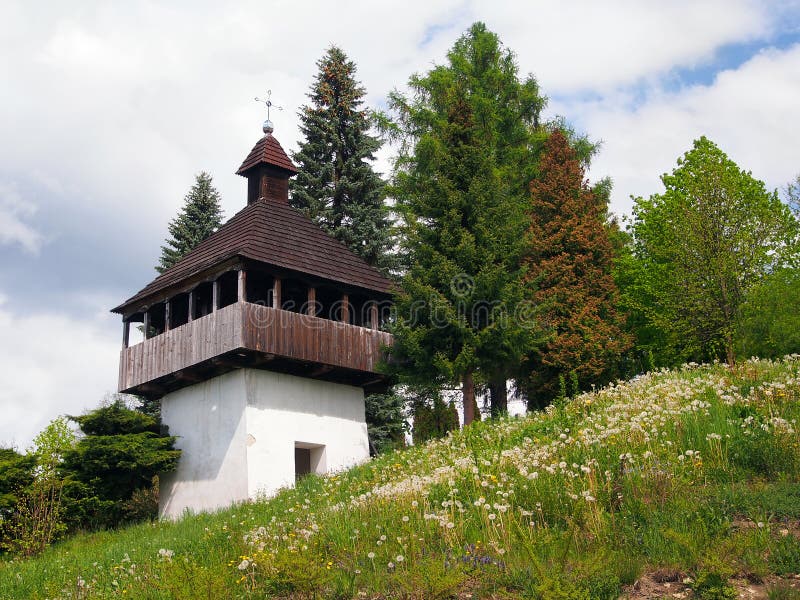 Bell tower in Istebne village, Slovakia.